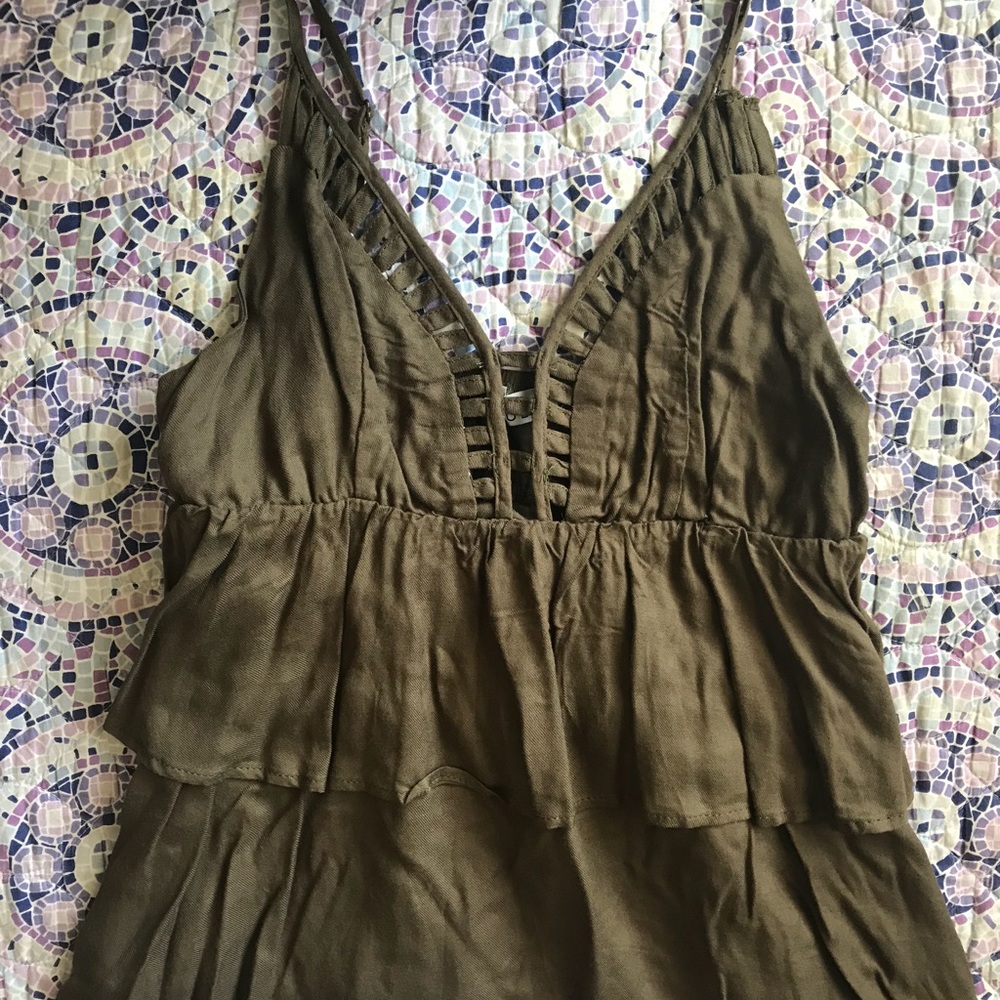 Tobi army green layered tank top